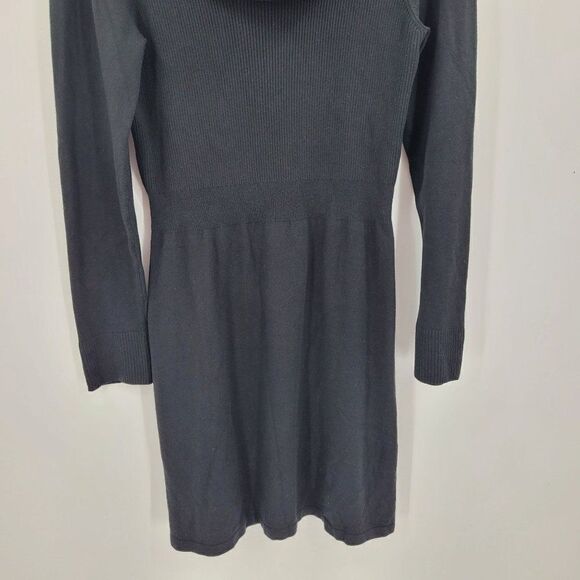 Vintage 90s WHBM Cowl Neck Long Sleeve Ribbed Knit Sweater Dress XL Black - Picture 7 of 10